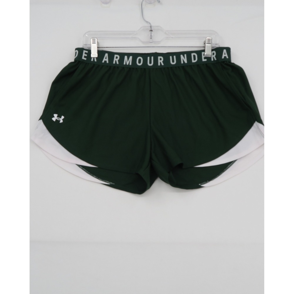 Under Armour Play Up 3.0 Shorts Womens Large Green White Athletic Running Gym